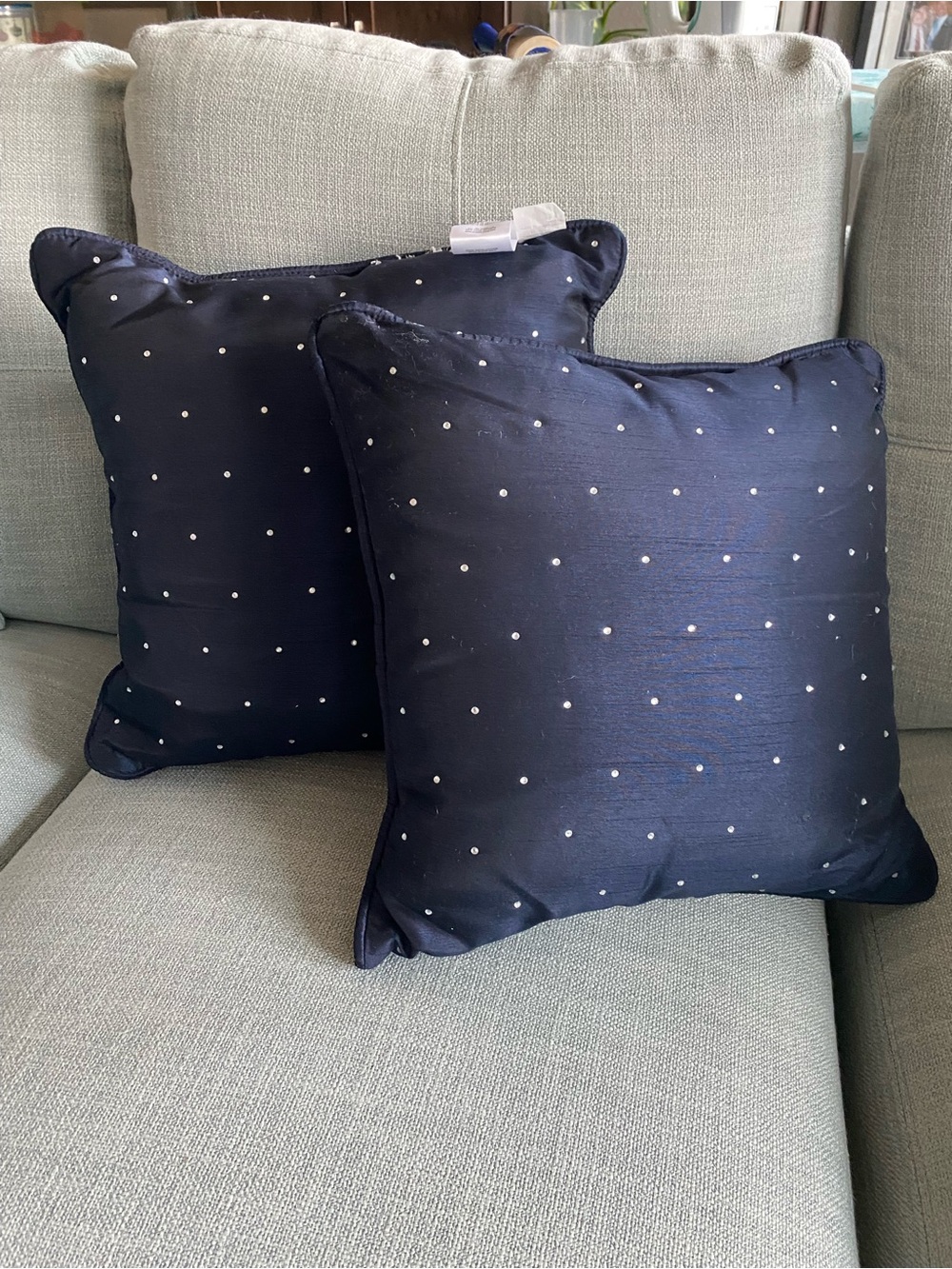 Croscill Navy Blue w/ jewels Throw Pillows - Set of 2. NEW